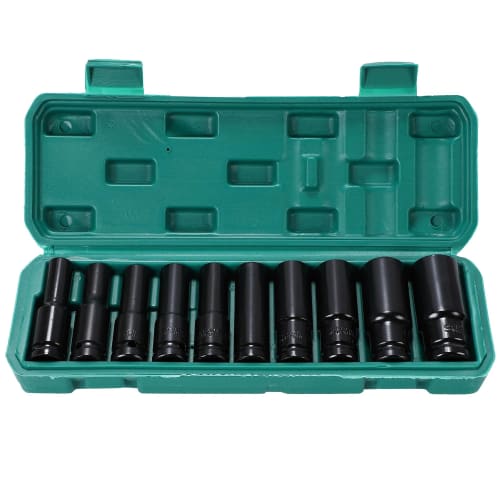 Socket Wrench, Deep Socket, Long Socket, Impact Wrench Set with Storage Case, Hex Shank, DIY Tool, Long Socket, Automotive Maintenance, 12.7mm 1/2 Inc