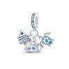 Copper Metal Blue series moon Plane Space series Glass Bead Components Clip Charm Bead Component Compatible With 4MM hole diamete Bracelet High