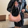 Korean Style Fashion Simple Underarm Bags 2025 Winter Pu Leather Textured Striped Crossbody Bag Female Casual Commuting One Shoulder Bags
