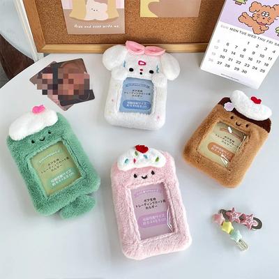 1pc Cartoon Plush Kpop Photocard Holder Sweet Animal Student ID Card Protector Furry Cute Family Friend Photo Card Cover Case