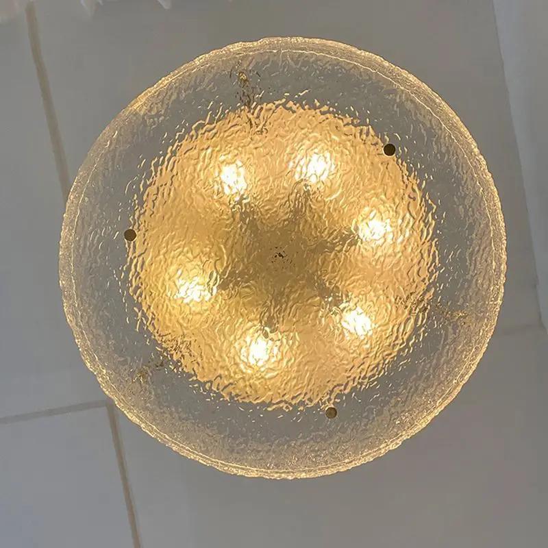 French antique ice crack ceiling light American pastoral style bedroom lighting fixtures