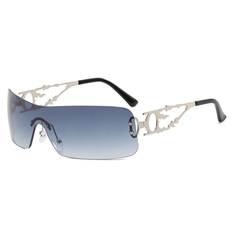 Spice Girls Fashionable Rimless Hollow Out Sunglasses Women Hipster Streetwear Accessories for Daily Wear