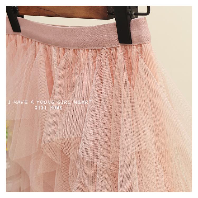 Irregular Mesh Women's Skirt Autumn/Winter 2025: Multi-Layer Cake Puffy Long Skirt, Super Fairy Temperament Dress