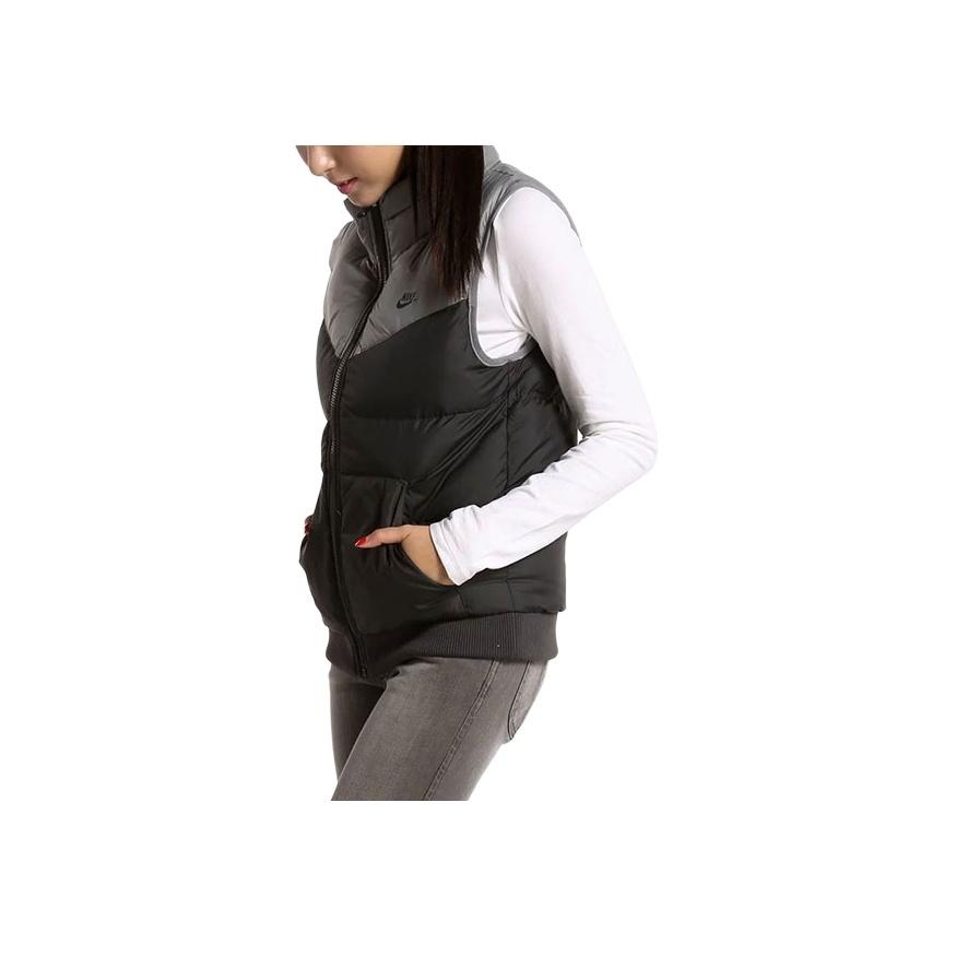 Nike Logo Stand Collar Warm Sports Casual Short Down Vest Women vest Black 418546-061