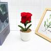 Multi Colored Plush Twisted Rod Rose Potted Desktop Decoration Ornament For Office Decor