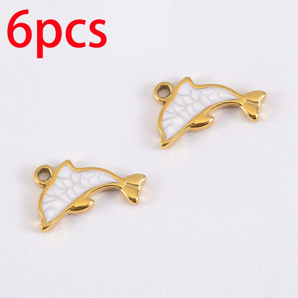2pcs 6pcs 10pcs Stainless Steel Pendant Enamel Dolphin Charms for DIY Bracelet Jewelry Making Necklce Keychain Pendants Earrings