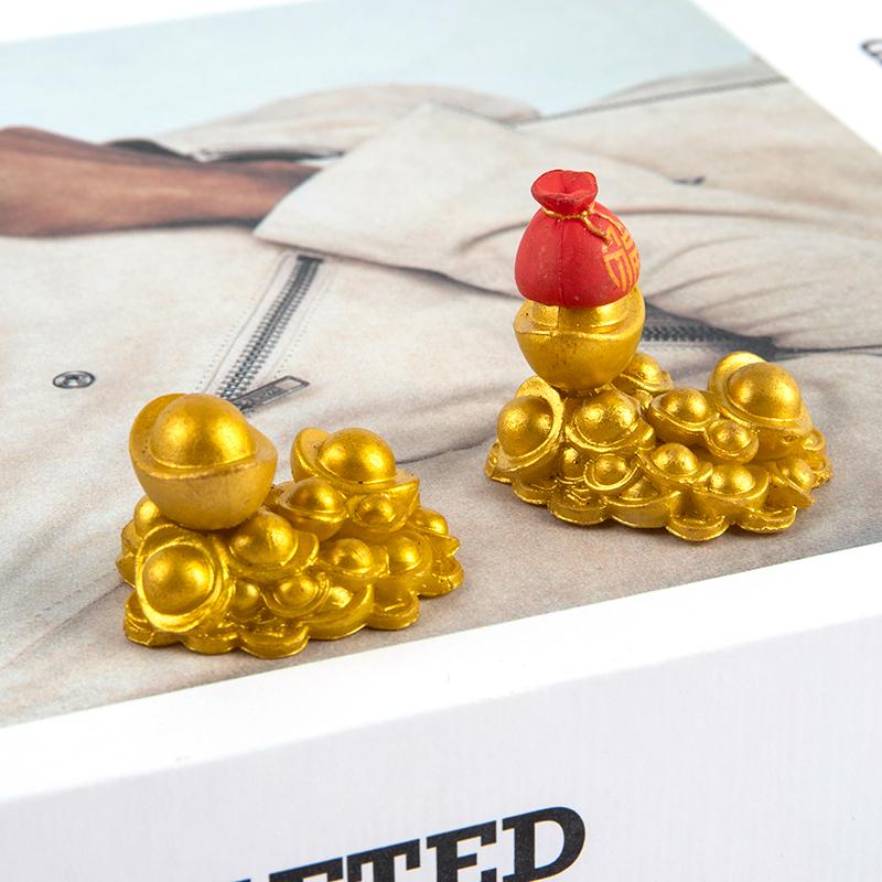Mini Auspicious Gold Ingot Ornament Lucky Yuanbao Fengshui Decor Dollhouse Craft