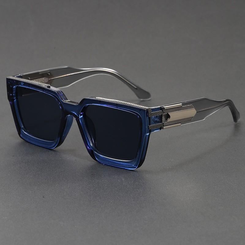 UV400 Square Frame Sunglasses Men Women PC AC Lens Non-Polarized Fashionable Geometric Temples Driving Outdoor