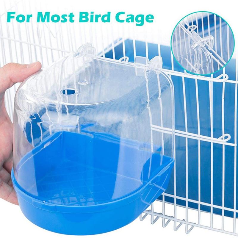 Bird Bath Tub Clean Feather Bath House Bird Cage Accessories Transparent Plastic Bird Box