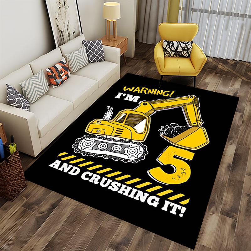 Excavator Warning 5th Birthday suitable as a non-slip mat for the living room or bedroom sofa