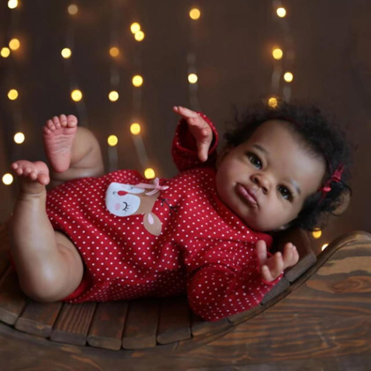 50cm Realistic Black Skin Doll Lanny - Popular Dropshipping Item 50cm Cloth Body Doll