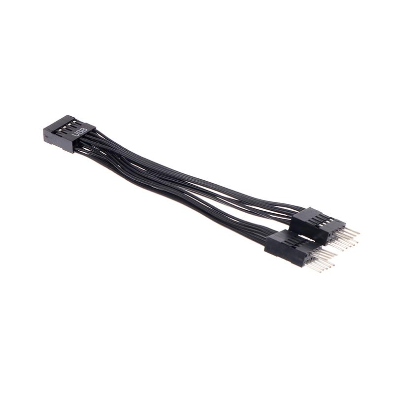 Usb Motherboard Cable Usb Header Extension Cable 9Pin 1 Female To 2 Male Y Splitter Cable Black