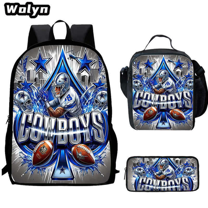 Football football 16 inch meal bag satchel three-piece pattern primary school backpack
