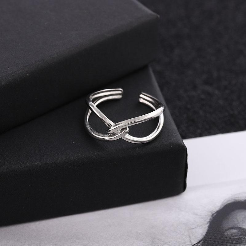 Simple Stylish Cross C Ring Neutral Vintage Opening Adjustable Oil Pressure Ring Jewelry