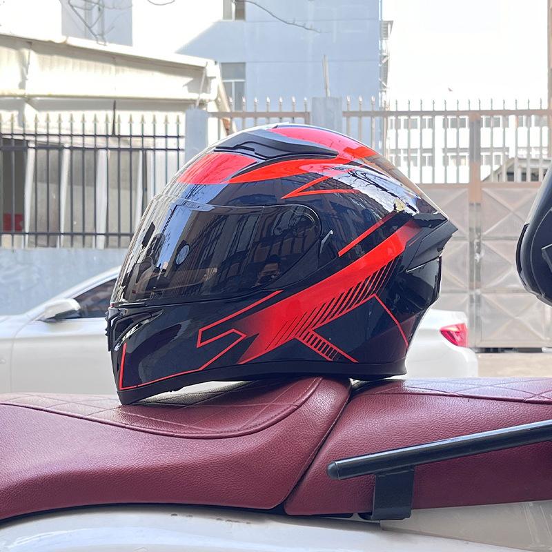 Motorcycle Helmet Full Helmet Can Be Equipped with Bluetooth Headset Men's Four-season Electric Bicycle Riding Helmet