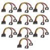 10Pcs SATA Power Adapter 15pin 1 Male to 2 Female Connector Mains Cord for Transfer Data Charge