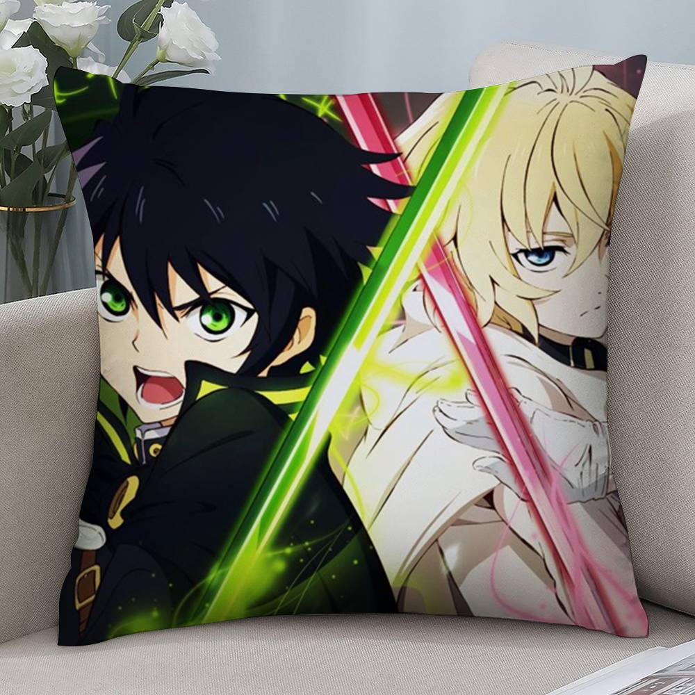 Anime O-Owari No Seraph Pillow Case Short Plush Double-Sided Print Square Throw Pillow Covers Sofa Home Cushion Decor