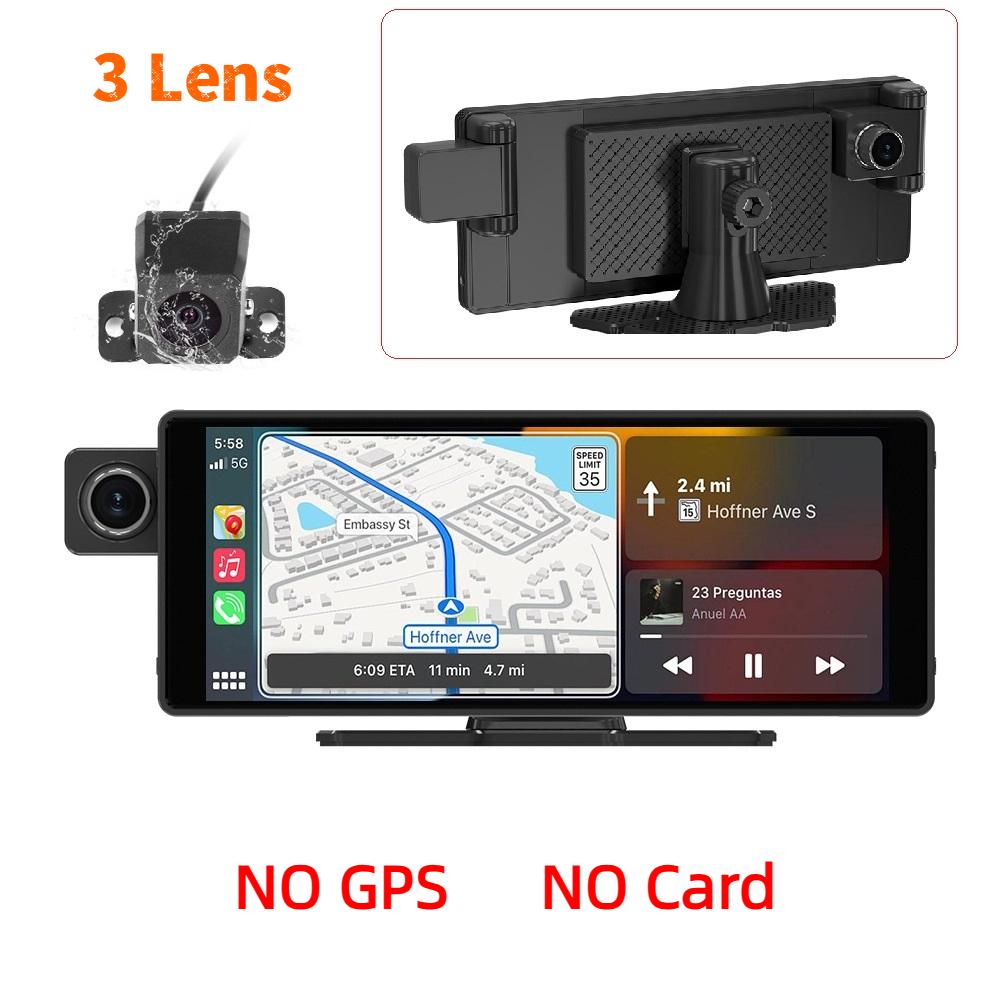 3-lens Dashcam, 10.26" HD Wireless CarPlay Car Navigation GPS.