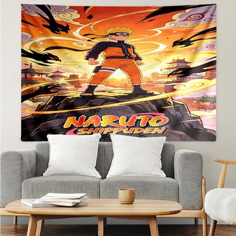 Naruto Print Tapestry, Backdrop, Easy Setup, Ideal for Bedroom, Office & Living Room, with Aesthetic Wall Hanging Decor.