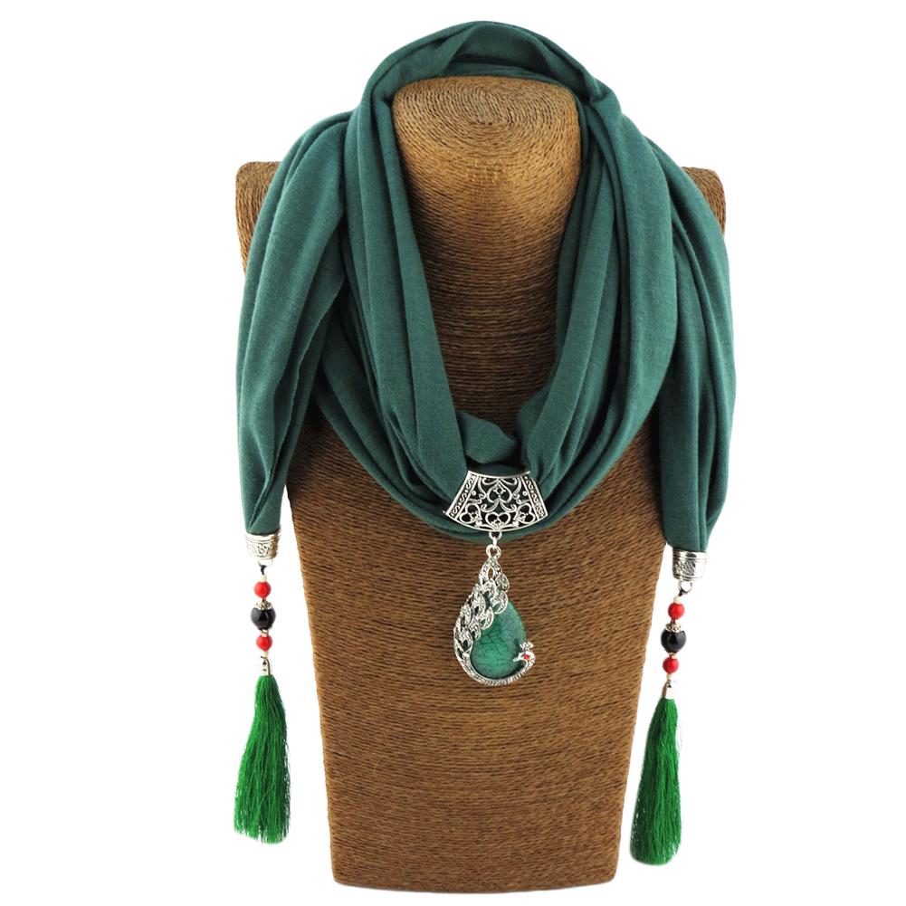 Fashion Elegant Women Long Scarf Retro National Style Tassel Pendant Scarf Christmas Gifts Solid Color