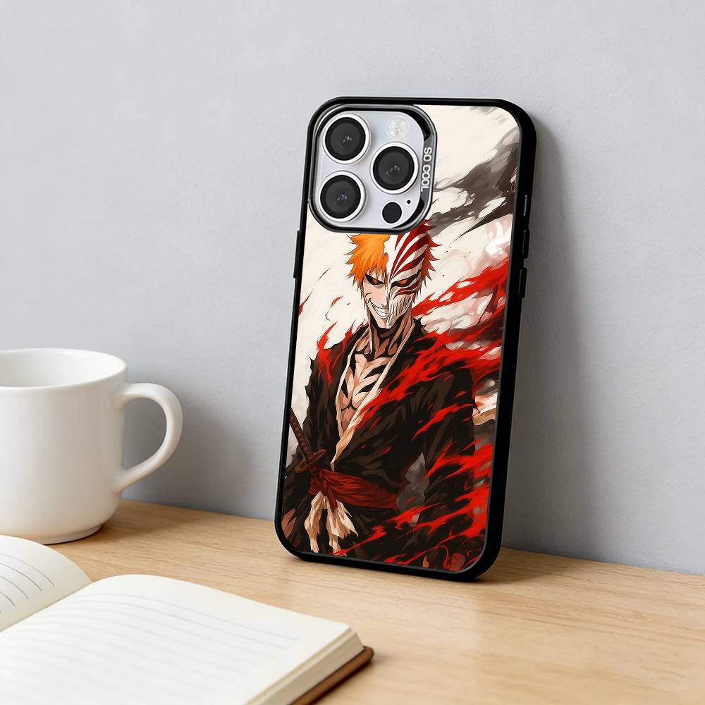 

Аниме B-Bleach Куросаки Ичиго Чехол для телефона для iPhone 17,16,15,14,13,12,11 Plus,Pro Max,XS,Красочный Серебристо-Черный Чехол iPhone16se4