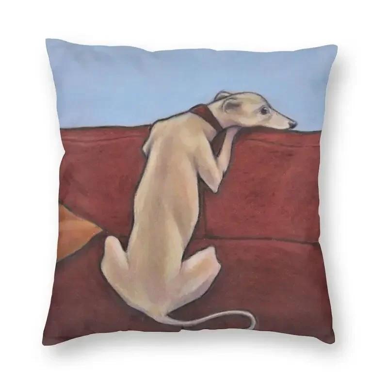 

Whippet Sihthound Dog Cushion Cover Sofa Living Room Greyhound Square Throw Pillow Cover Office Cojines Decorativos 12x12Inch