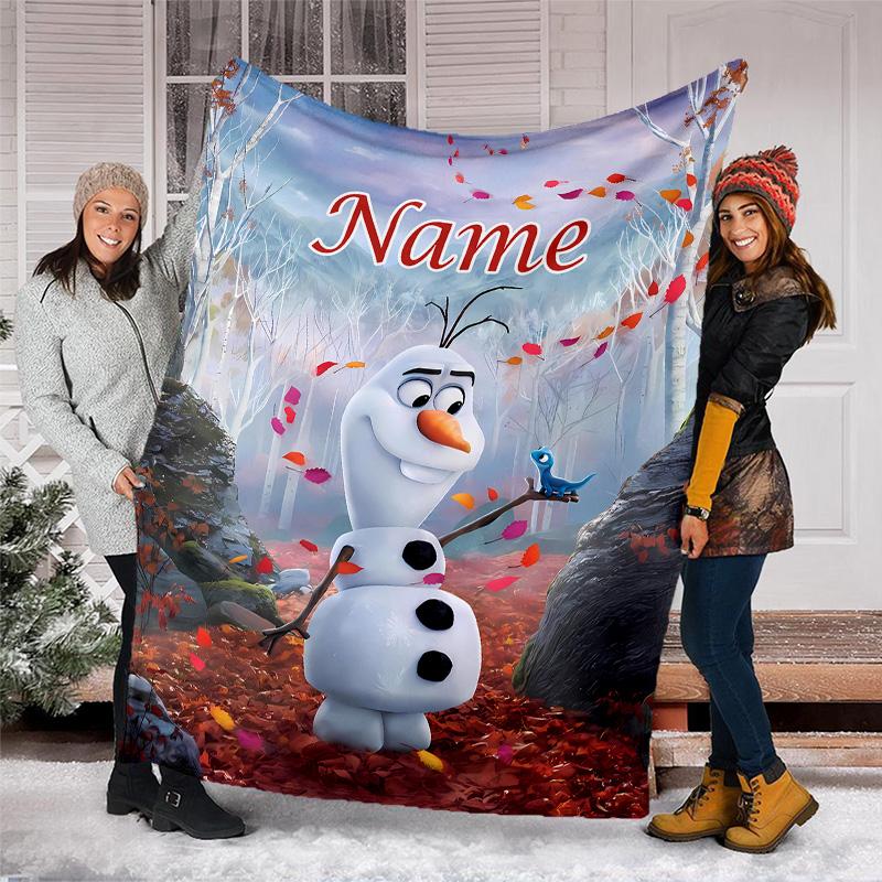 Customizable Frozen Throw Blanket – Personalized Name, All-Season Cozy Snug Blanket, Machine Washable, Personalized Blanket