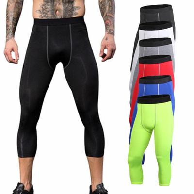 Pantalon court pour hommes, Leggings de course à pied, de gymnastique, de cyclisme, d'entraînement physique, de Jogging en plein air, collants de Compression, pantalons courts 3/4