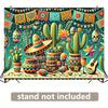 Cheerful decoration | Luminous Mexican 2D background banner 1 piece festive polyester wall covering with sombrero motif DJH