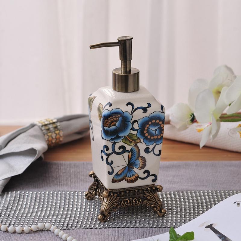 Creative Crack Floral Ceramic Lotion Bottle Bathroom Shampoo Shower Gel Dispensing Bottle Soap Dispenser Bathroom Accessories