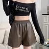 High Waist Plus Size PU Leather A-Line Shorts for Women - Autumn Casual Booty Fit