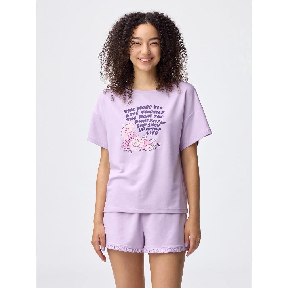 

Gu By Uniqlo Lounge Set Short Sleeve Shorts Estabunny 70 LIGHT PURPLE/3XL