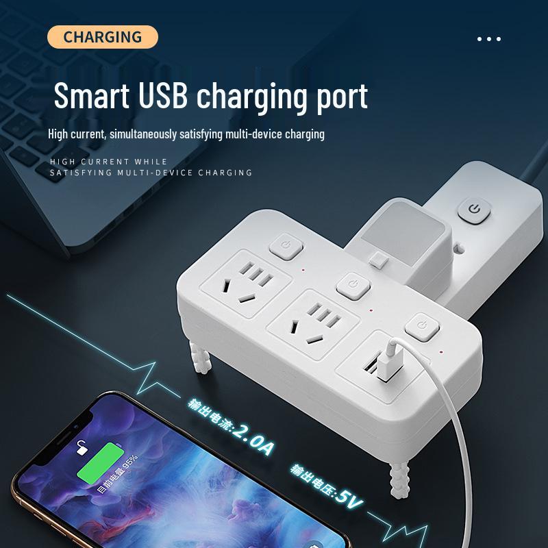 Multi-Outlet Power Strip with USB, Wireless Converter, Night Light, and Individual Switches for Home Office