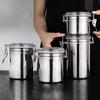 1.2L Stainless Steel Coffee Bean Canister Airtight Storage Vacuum Jar with Measuring Scoop for Kitchen Home Use