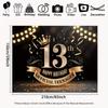 2D Happy 13th Birthday Kulisse Offizielles Teenager Schwarz Gold Themenparty Banner
