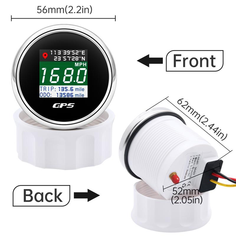 AD New 52mm/85mm TFT Screen Speed Gauge Digital GPS Speedometer Mph Knot Km/h GPS Antenna For Motorcycle Marine Boat Car 12V 24V