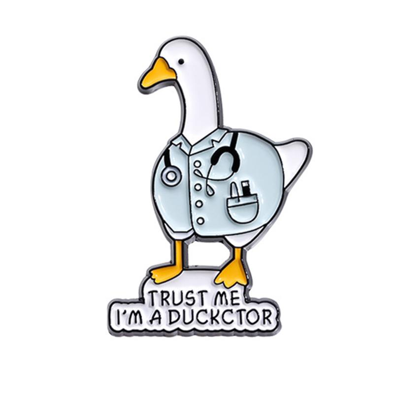 Registered Silly Goose Enamel Pins Humor Animal Doctor Nurse Veterinarian Medical Brooches Lapel Badge Jewelry Gifts for Friends