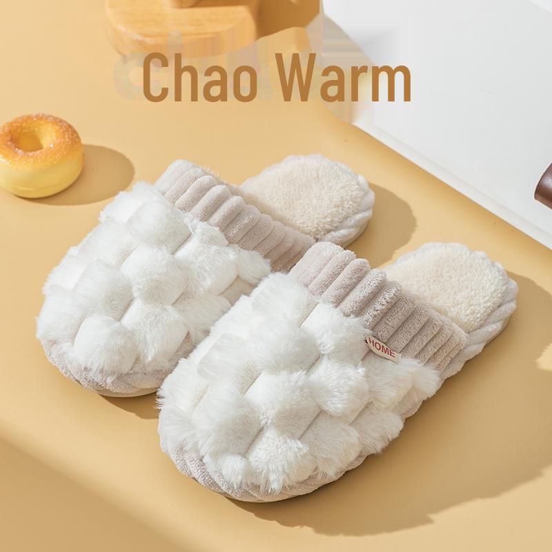 Cotton Plush Slippers for Men & Women: Non-Slip, Warm, Indoor Use - Ideal for Spring, Autumn & Winter