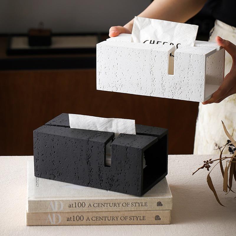Travertine Tissue Box Kitchen Bedroom Napkin Box Luxury Art Napkins Storage Boxes Portable Rectangular Tissue Case Container