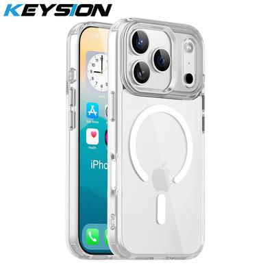 KEYSION Shockproof Transparent Case for MagSafe for iPhone 17 Pro Max Soft TPU+PC Magnetic Wireless Charging Phone Clear Cover