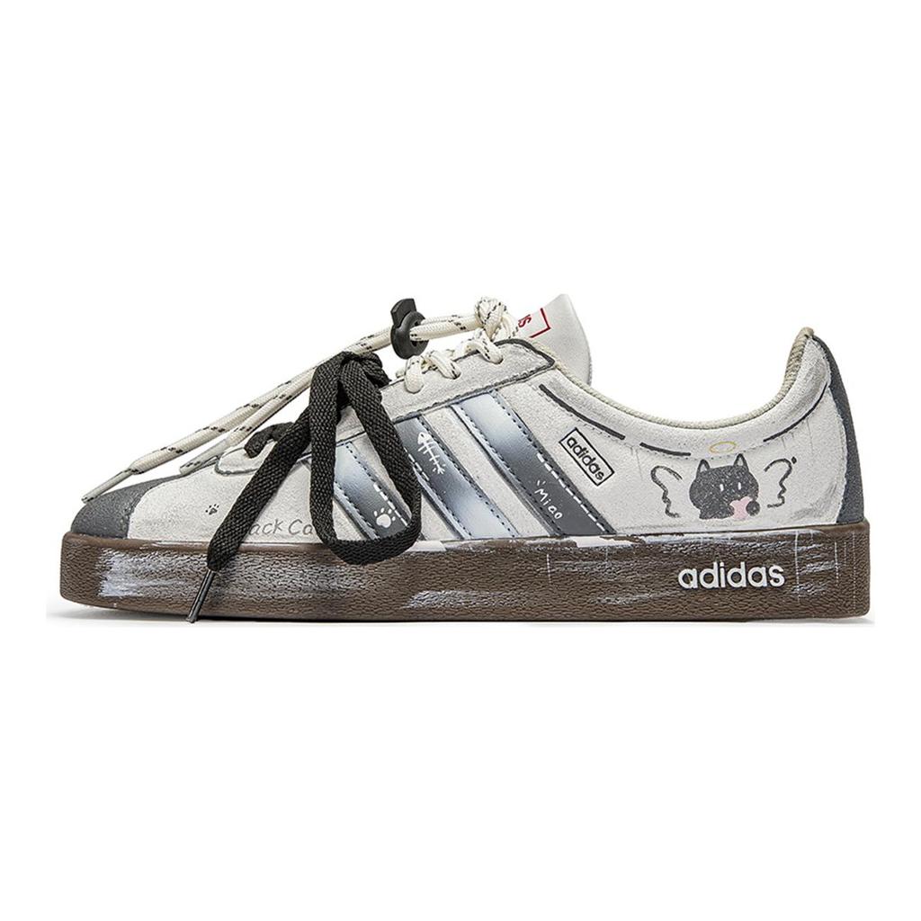 Adidas VL COURT 2.0 Da Vinci, Box, Black Cat Low top Skateboard Shoes Unisex Gray Brown HQ1802(TeamM-S-BOX)