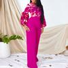 Large Size Women's Clothing New Fashion Printed Strap Top Wide Leg Pants Two-piece Set