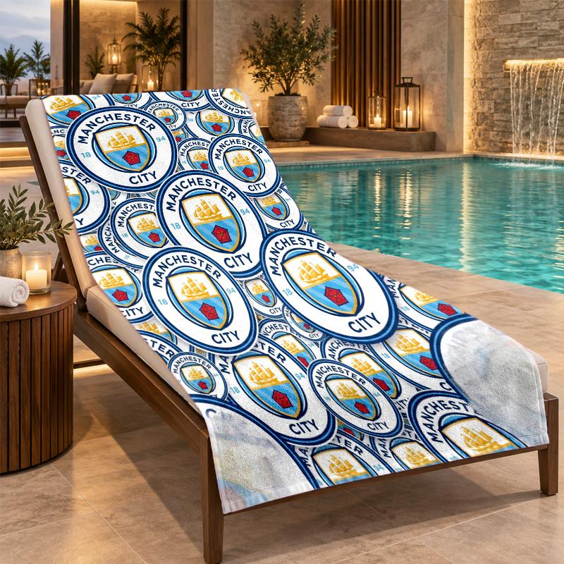 Beach Towel with Manchester City Design, Quick Dry Lightweight Towel for Swimming Pool Travel
