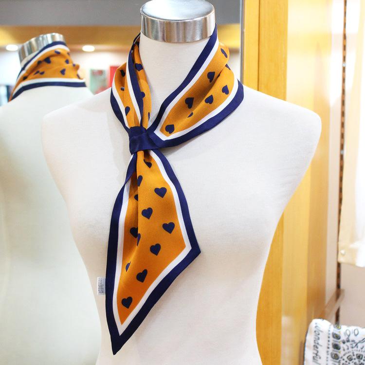 Lazy Gospel knot-free silk scarf with shirt spring and autumn new Korean version cross small scarf women's double-sided