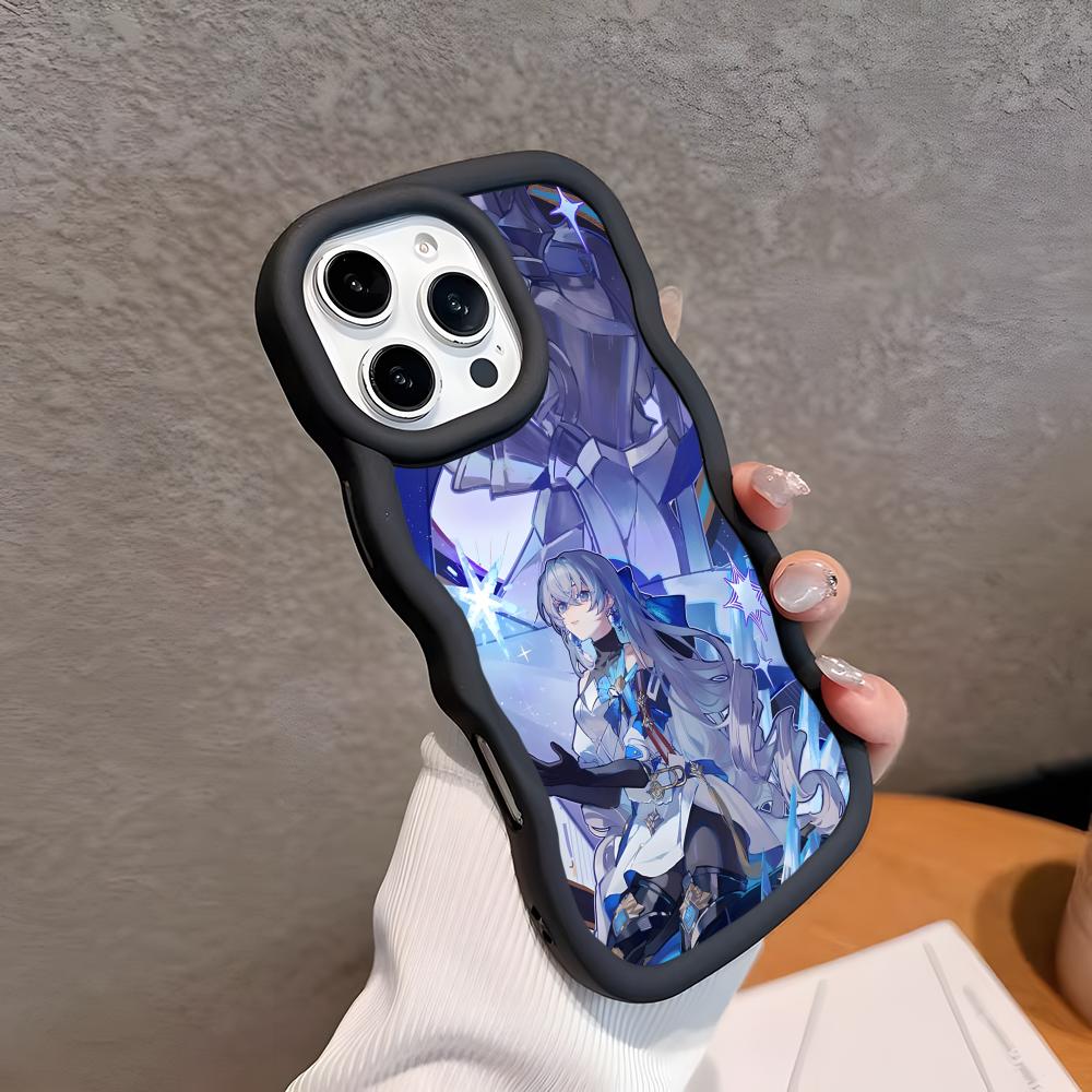 HSR Bronya Wavy Edge TPU Mobile Phone Case for iPhone 17 16 15 14 13 12 11 Air Pro Max Plus Colorful Cover