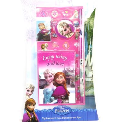 Frozen [M8257] - 'Frozen - Reine Des Neiges' Stationery Set Fuschia (5 Pieces)