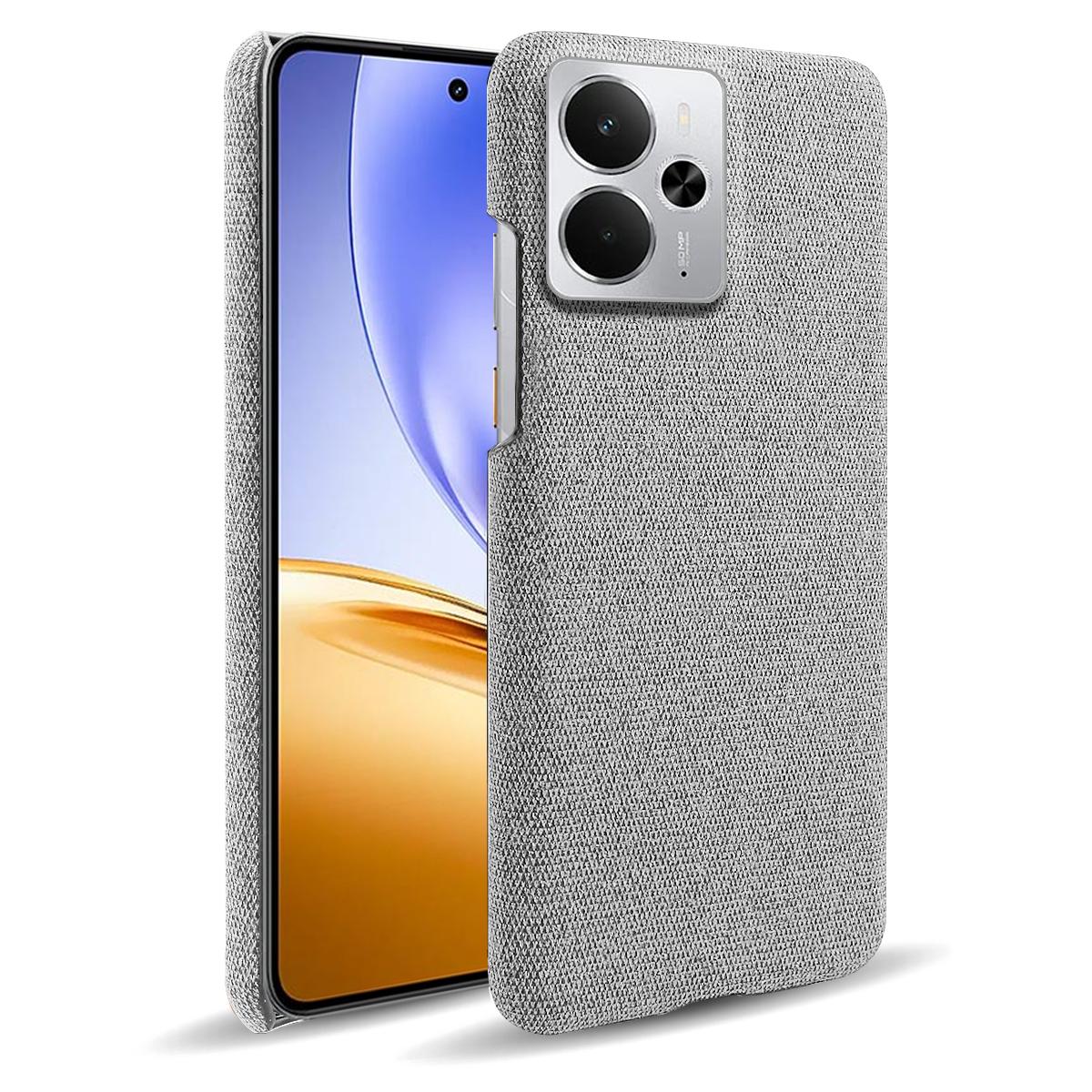 

For Realme 14 5G Phone Case Cloth Texture Anti-Scratch Protective PC Back Cover Light Grey