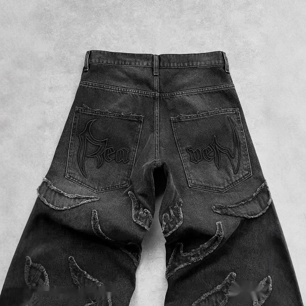 JYL Men's Flare Jeans American Vintage Slant Winter Slim High-Street Vibe Denim