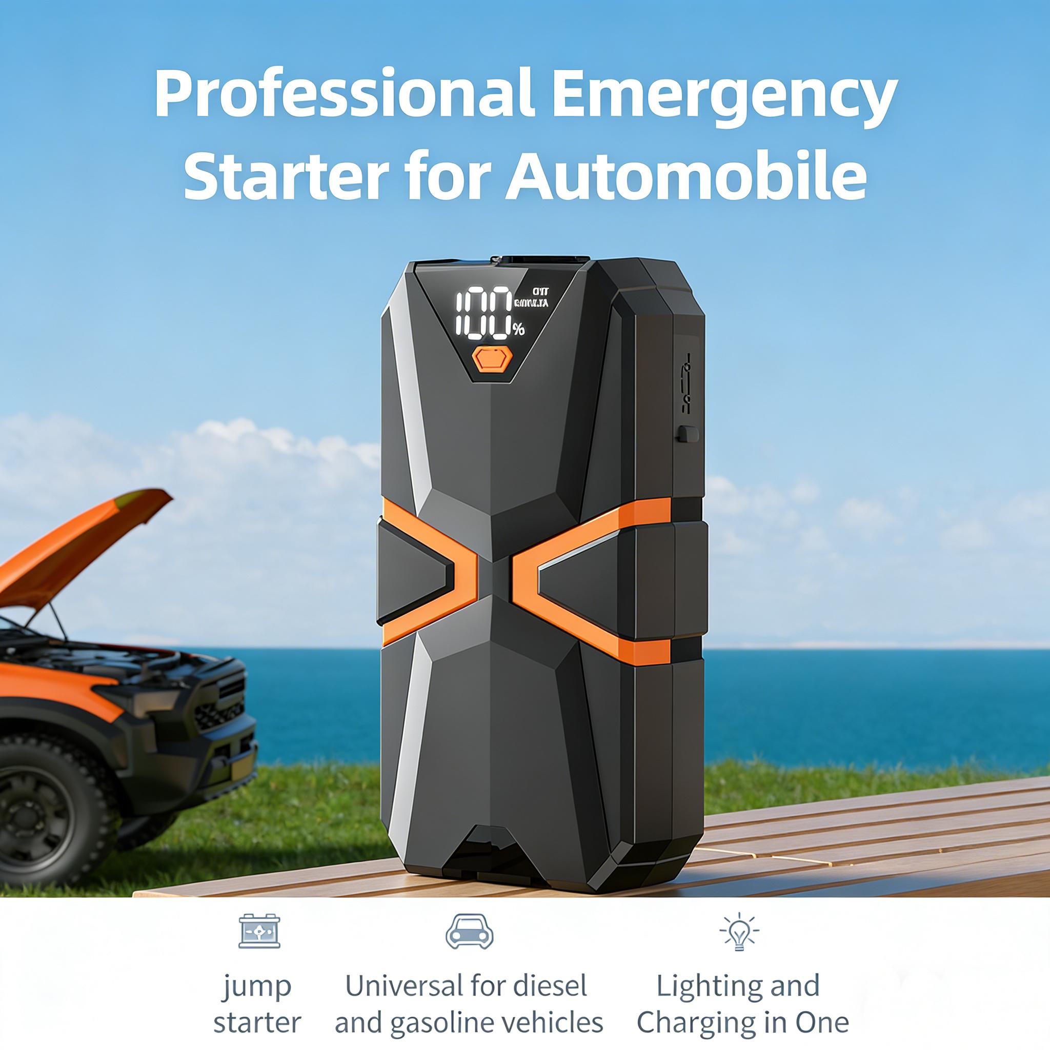 

2000A Car Jump Starter 8000mAh Power Bank – Emergency Battery Booster for Car, Motorcycle, SUV, Truck помаранчевий
