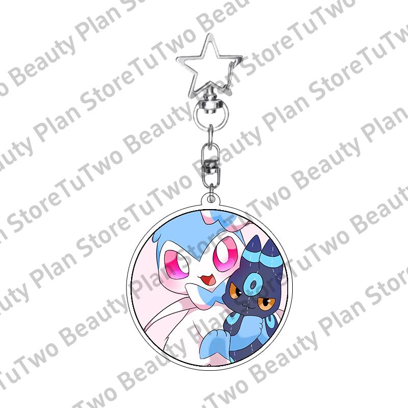 Girly Heart Acrylic Anime Sylveon Espeon Glaceon Eevee Cartoon Keychain Key Chains Keyrings Jewelry Fans Gifts Accessories Toys